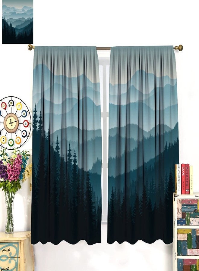 JADERYS Mountain Blackout Curtains Misty Forest Nature Woodland Scenery Landscape Art Print for Living Room Bedroom Kitchen Decor Rod Pocket Window Drapes 2 Panels 42x54in - Image 3